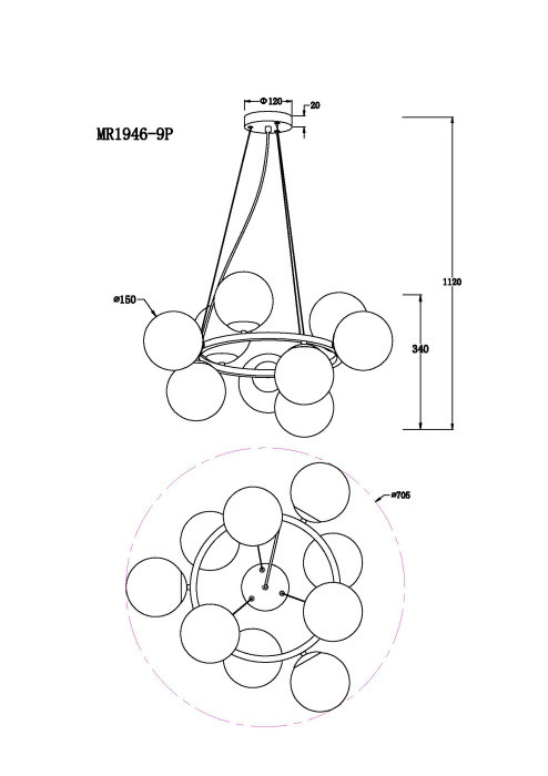 Подвесная люстра MyFar MR1946-9P