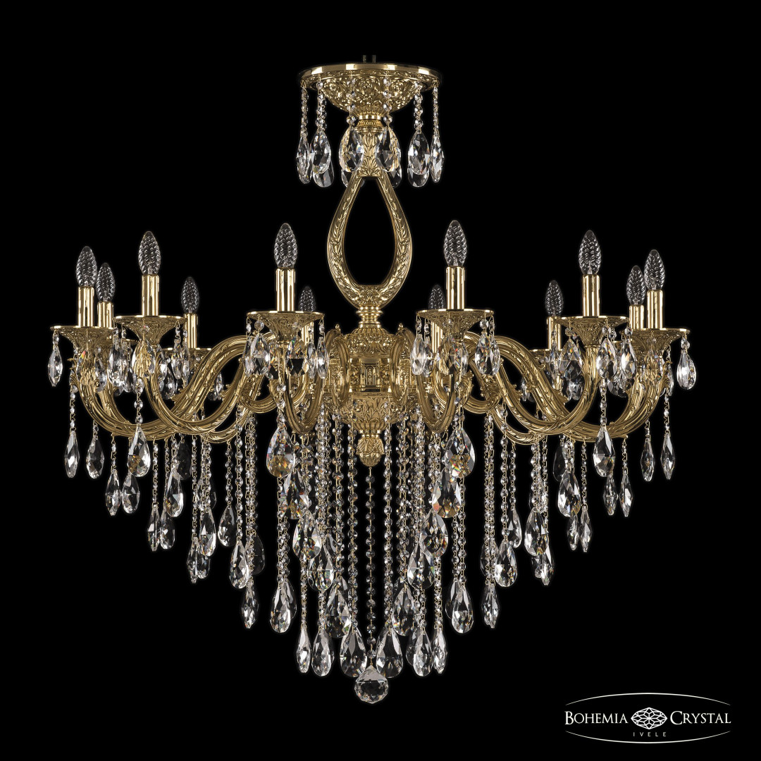 Люстра бронзовая с хрусталём 71301/12/360 B G