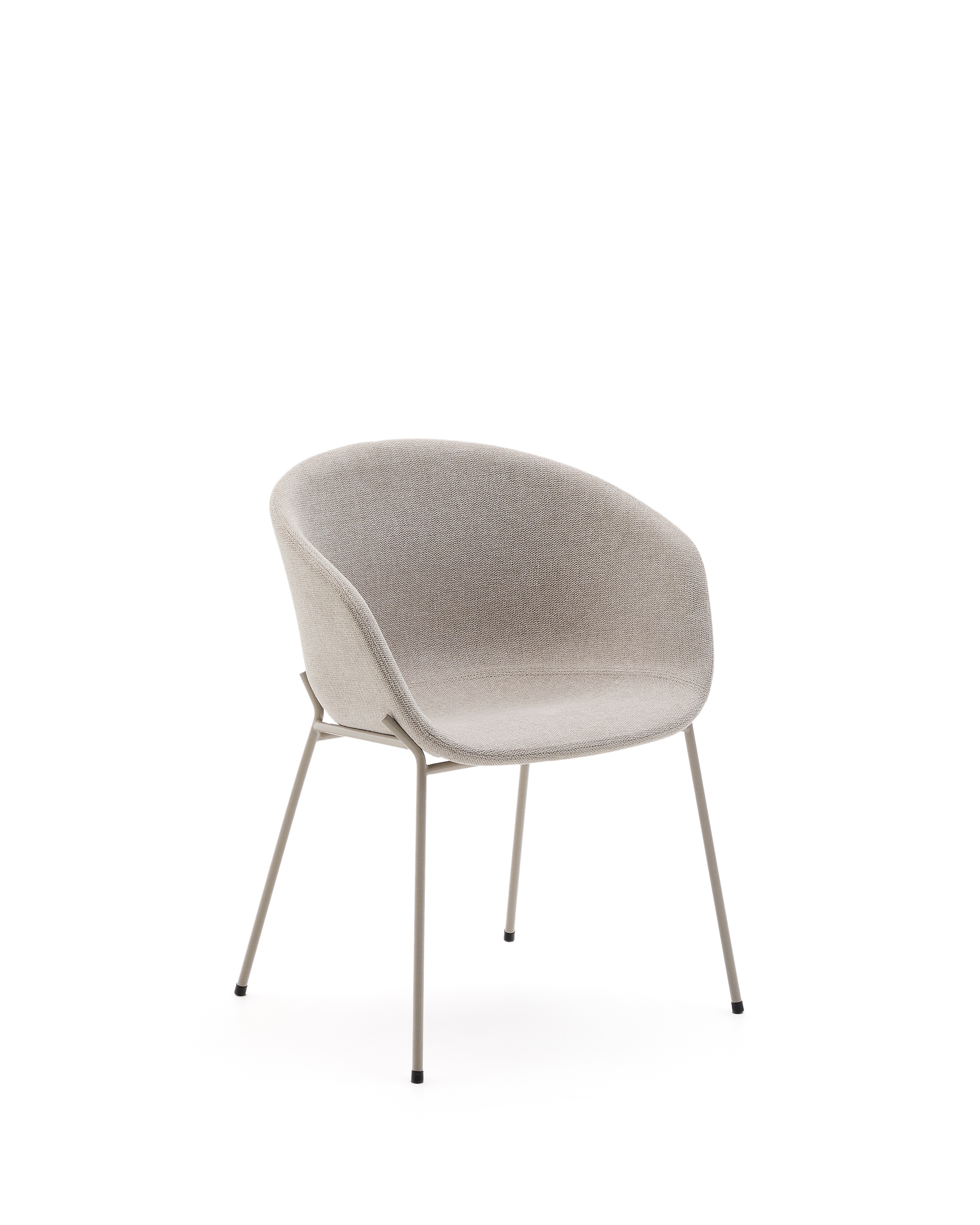 Стул Yvette из бежевого шенилла и стальными ножками бежевого цвета La Forma (ex Julia Grup)