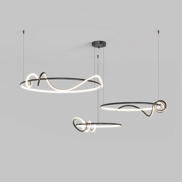 Кольцевая люстра RAFFEL COMBO D50+60+80 Black by ImperiumLoft