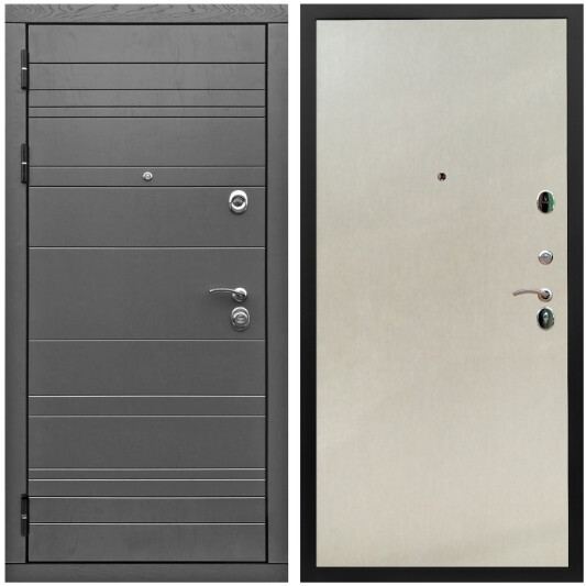 Дверь входная Graf Роял Вуд МДФ 10 мм Роял Вуд графит / МДФ 6 мм ПЭ Венге светлый