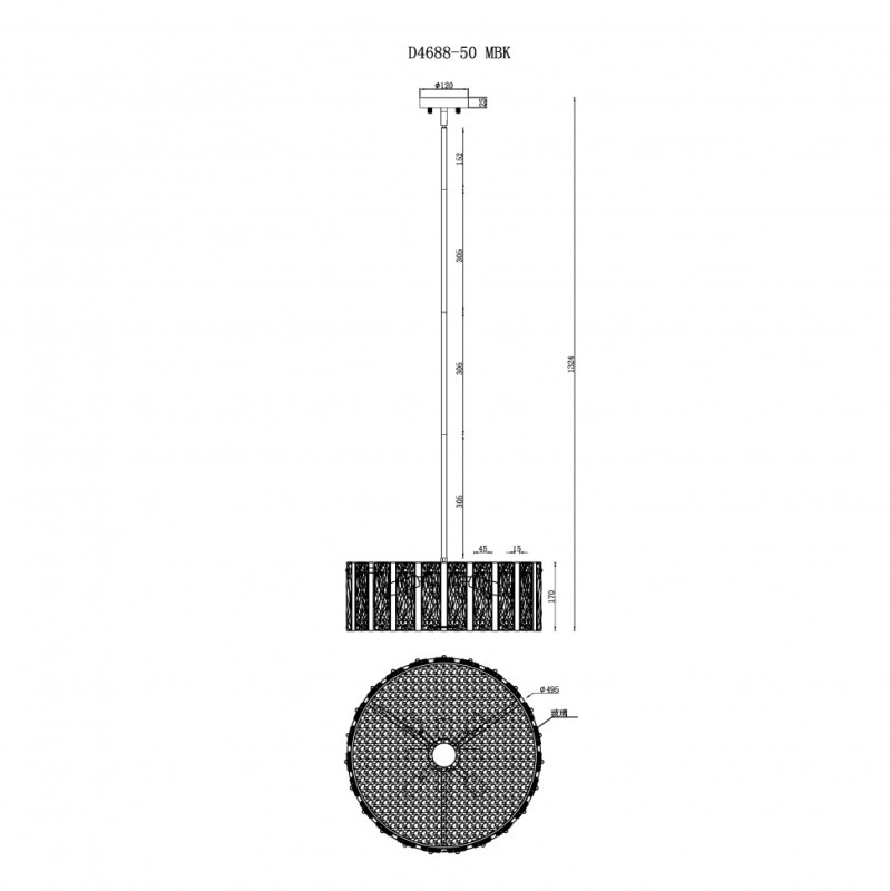 Люстра на штанге iLamp D4688-50 MBK