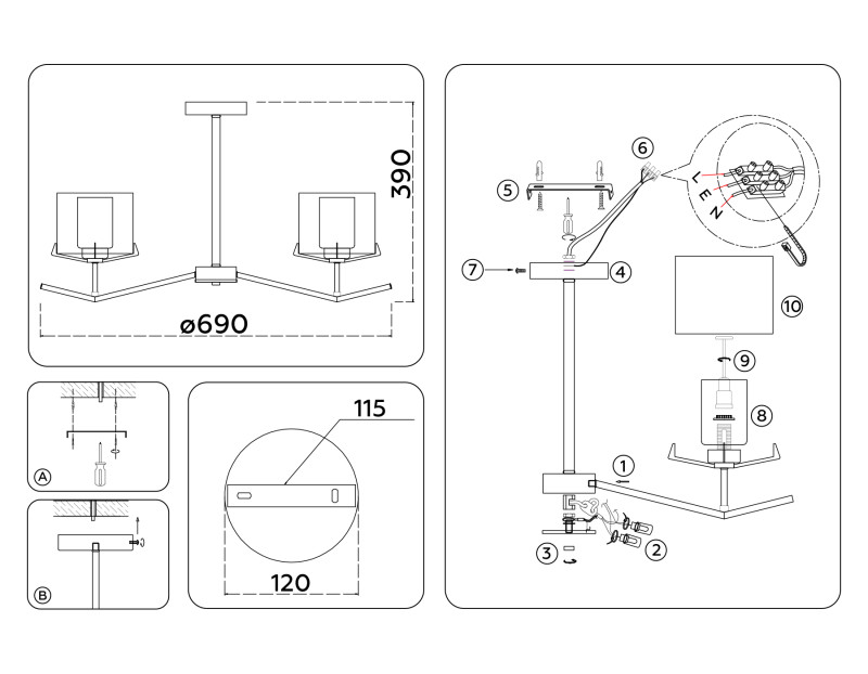 Люстра на штанге Ambrella Light LH57007