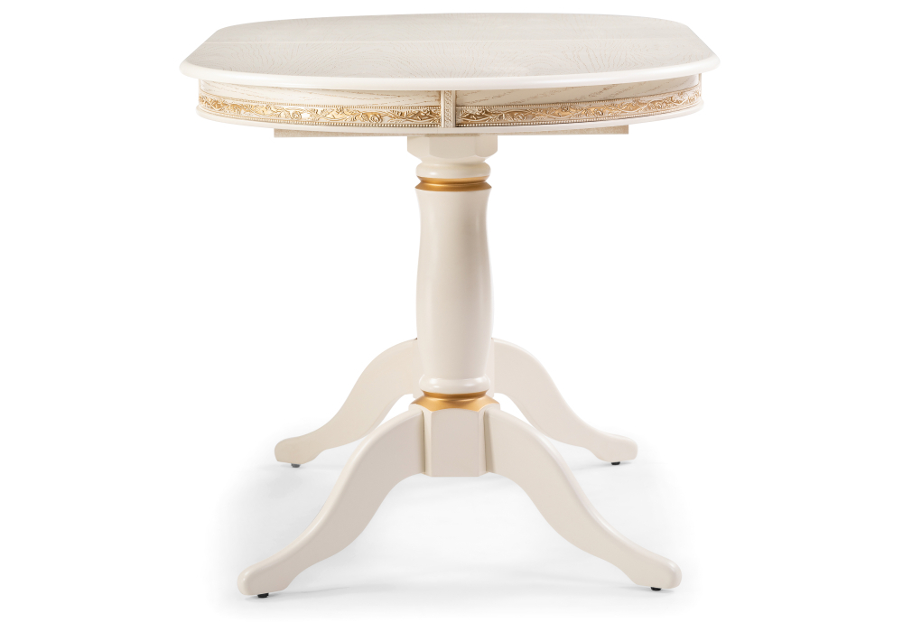 Стол деревянный Woodville Джил 140(180)х80х78 слоновая кость с золотой патиной 450820