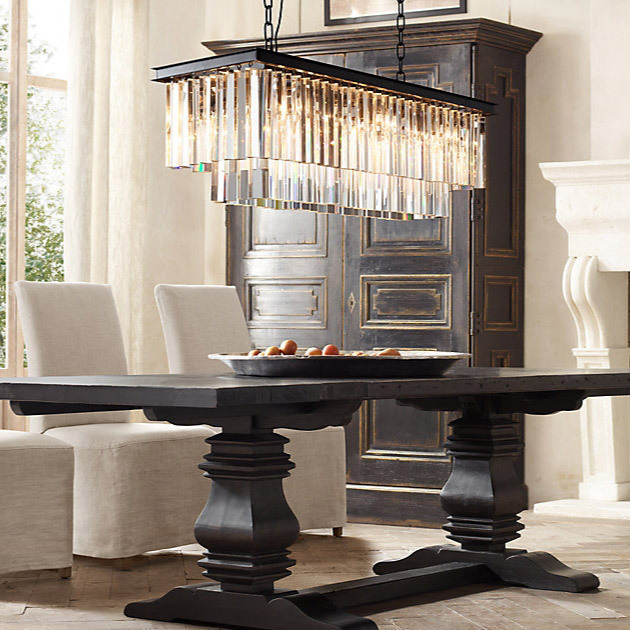 Люстра Restoration Hardware 1920s Odeon Clear Glass Fringe Rectangular 40" Grey Iron