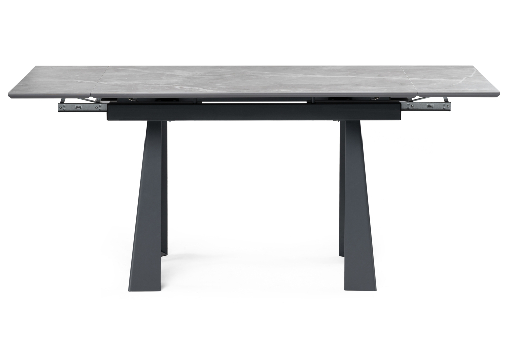 Стол Woodville Бэйнбрук 120(180)х80х76 серый мрамор / графит 530825