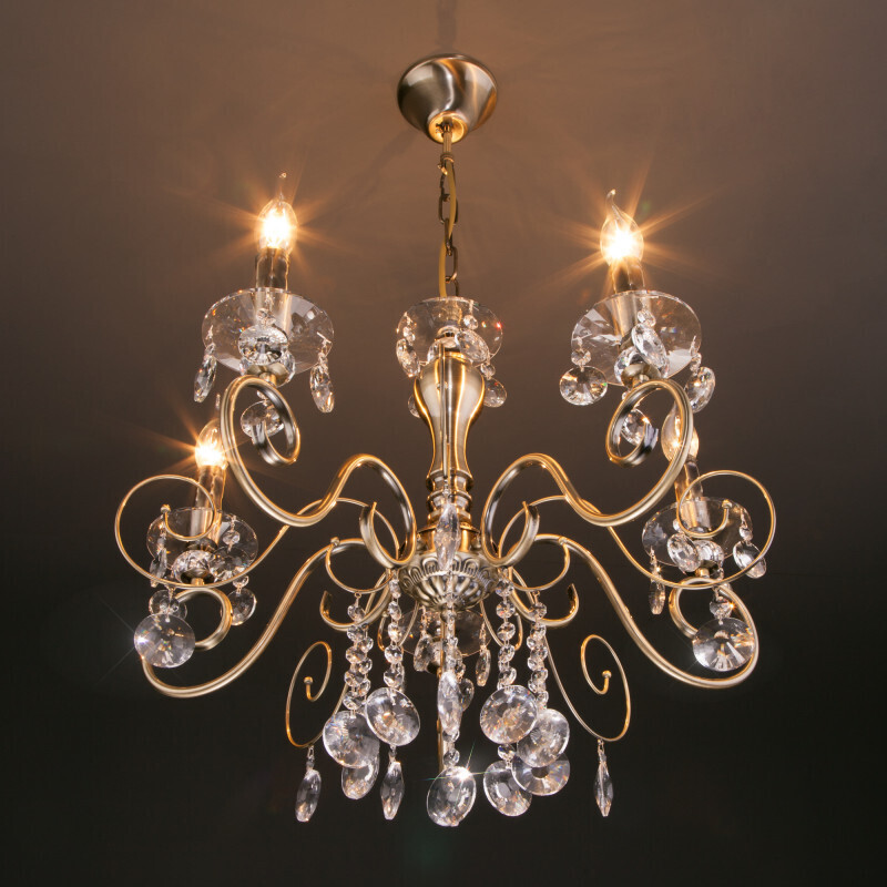 Подвесная люстра Eurosvet 10104/5 античная бронза/прозрачный хрусталь Strotskis
