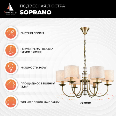 Подвесная люстра Vele Luce VL4194P06