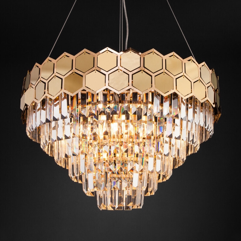 Каскадная люстра Eurosvet 10124/8 золото/прозрачный хрусталь Strotskis Smart (10113/8)