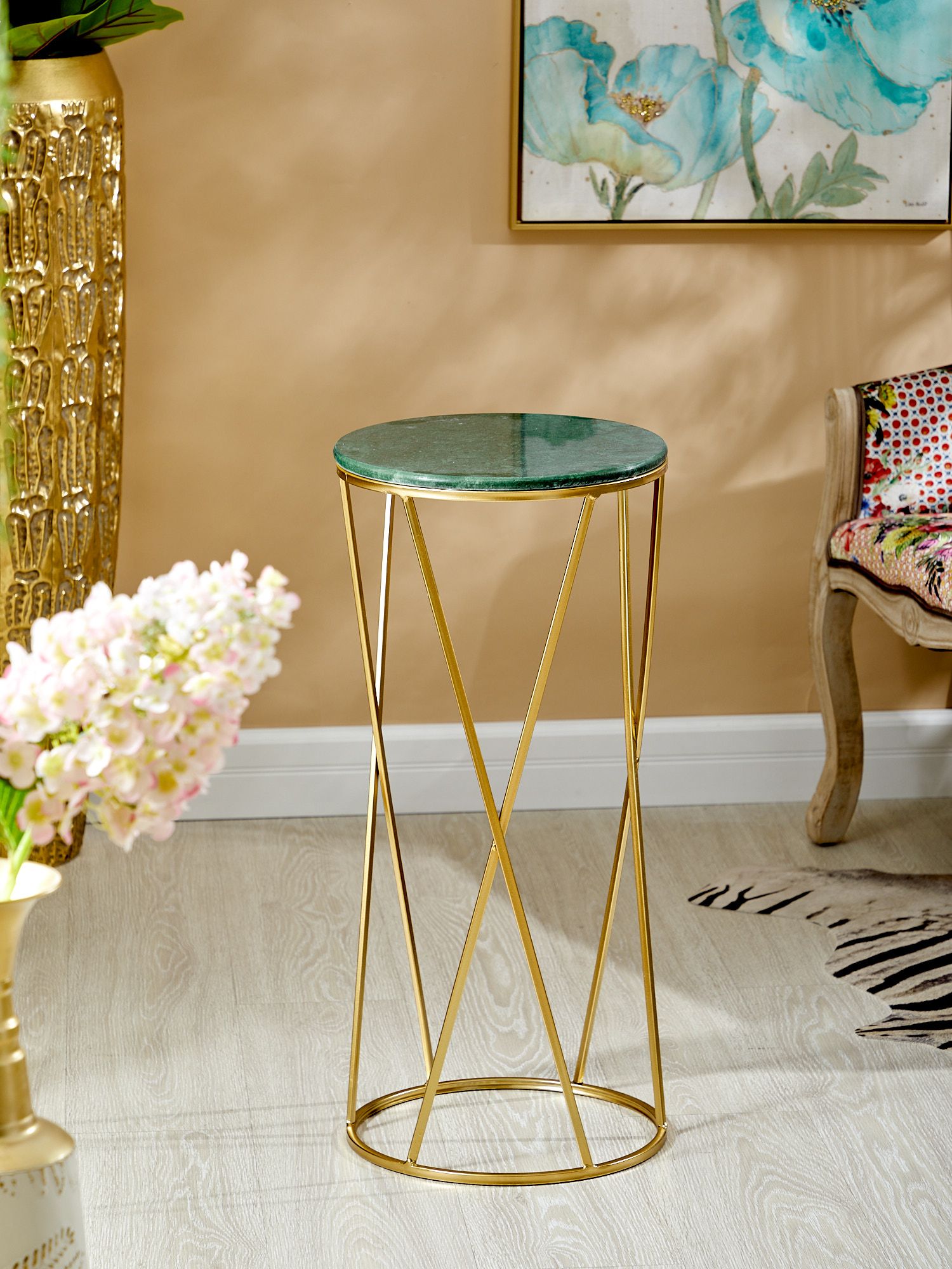 Столик приставной с зеленым мрамором Glasar 54-045