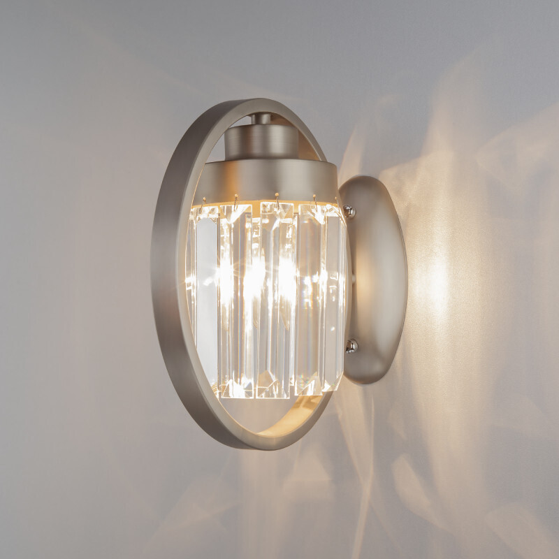 Бра Eurosvet 10128/1 сатин-никель/прозрачный хрусталь Strotskis (10095/1)