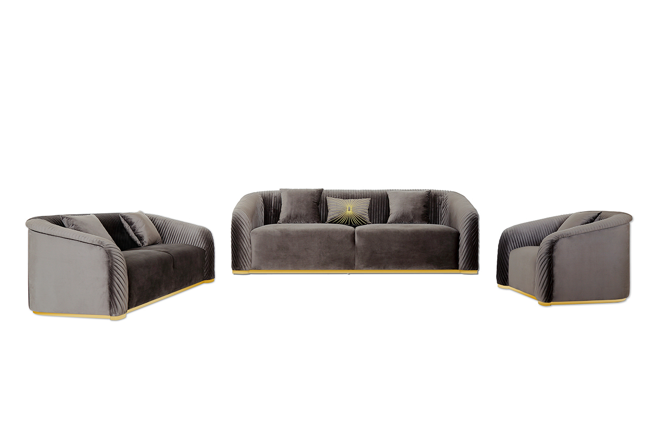 Диван Geneve трехместный велюровый темно-серый Garda Decor 102AN-DIV-9163-TSE