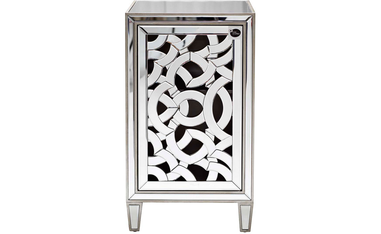 Тумбочка зеркальная с правосторонней дверью Garda Decor KFC973