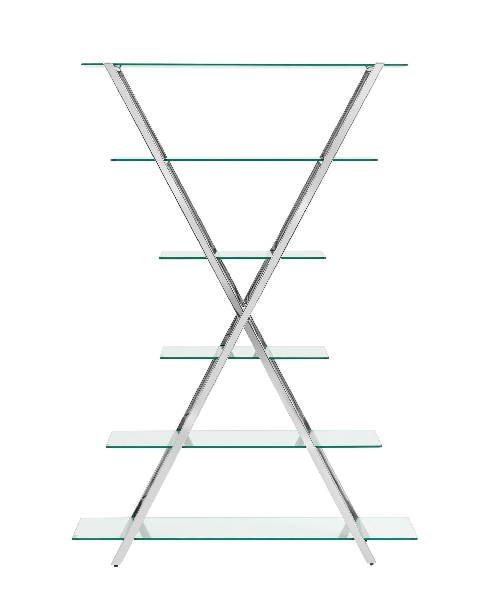 Стеллаж Гейт прозрачное стекло сталь серебро Stool Group