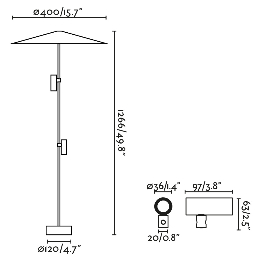 CLAP 1266 Черный маяк 2х6Вт 3000К 38° с экраном Faro