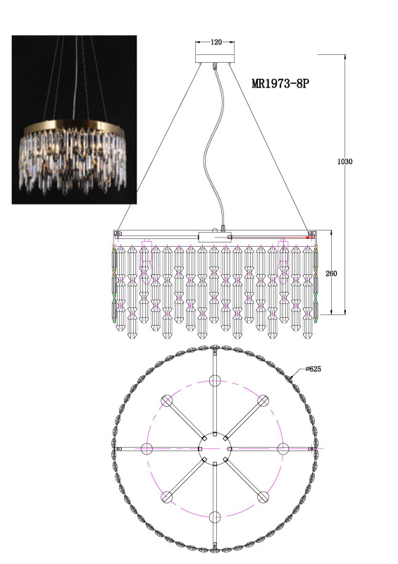 Подвесная люстра MyFar MR1973-8P