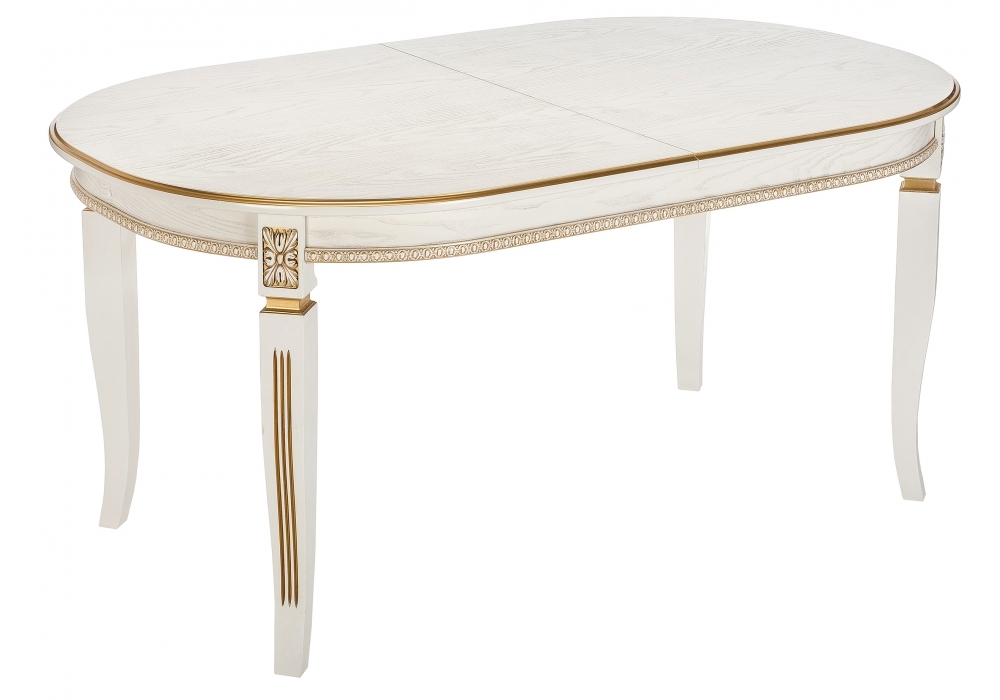 Стол деревянный Woodville Aviano 160(205)х100х76 молочный с патиной 438342