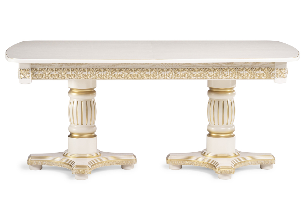 Стол деревянный Woodville Морнит 180(240)х100 слоновая кость / золото 515969