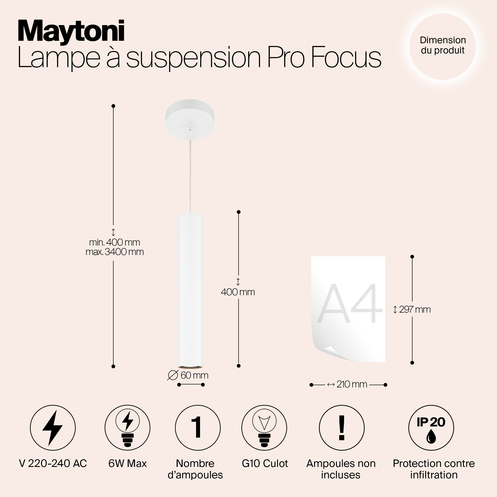 Подвесной светильник Maytoni MOD161PL-01W1