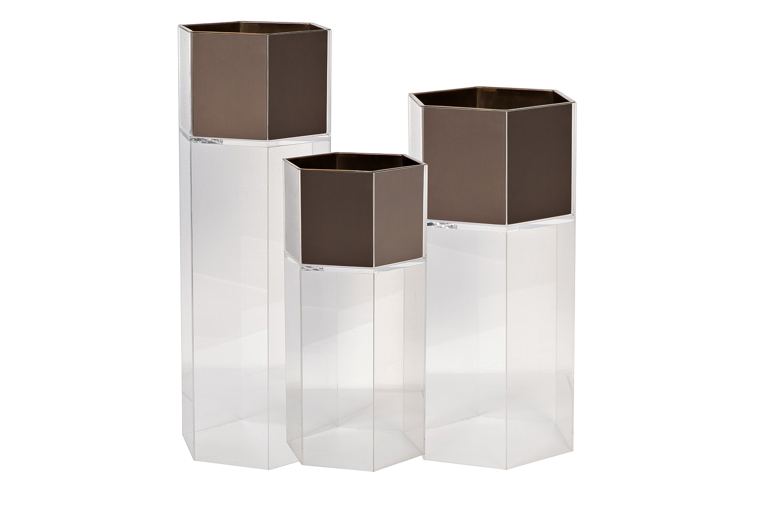 Кашпо высокое напольное акрил/бронза Garda Decor 58DB-24209