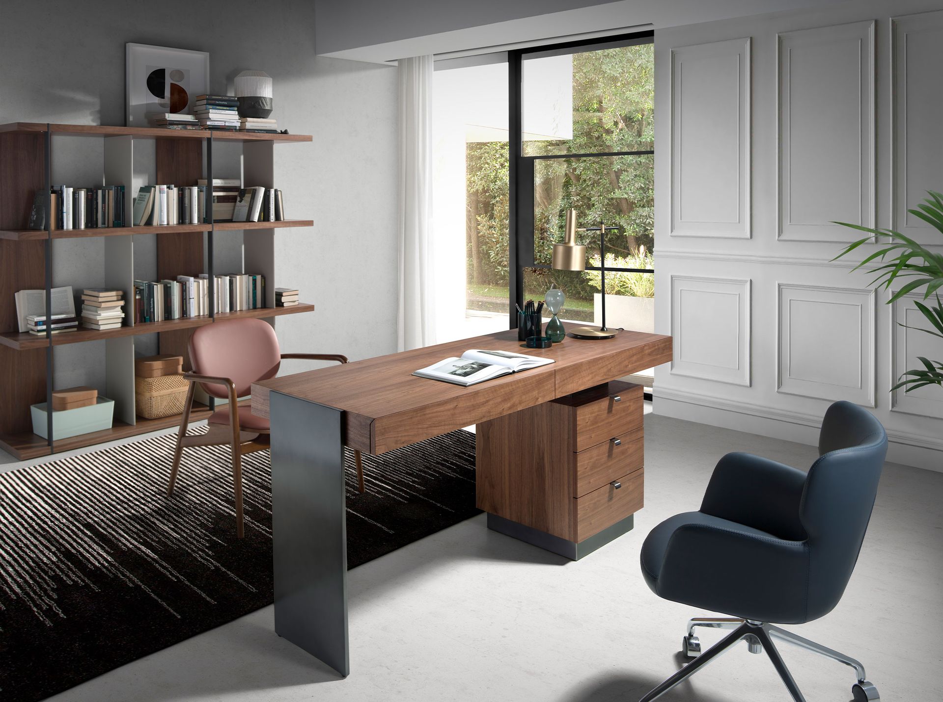 Офисный стол 3237/MQ2101DK из ореха и стали Angel Cerda