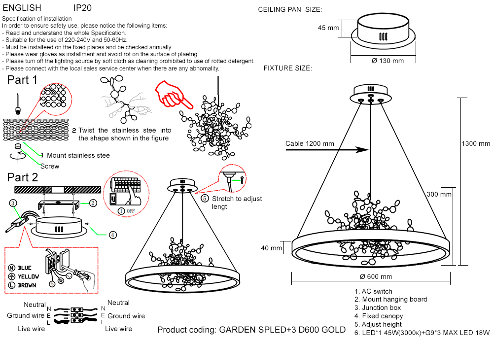 Люстра Crystal Lux GARDEN SPLED+3 D600 GOLD