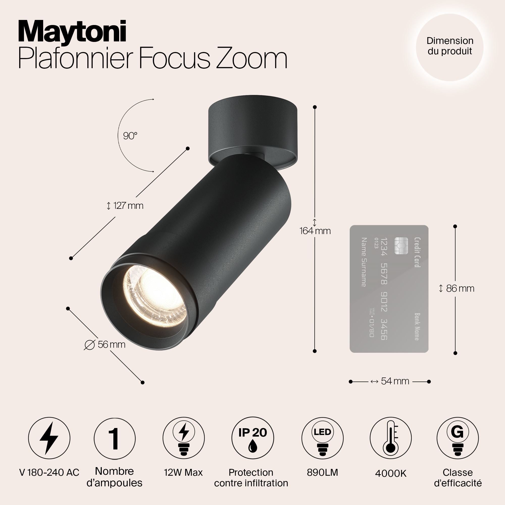 Потолочный светильник Technical C055CL-L12W4K-Z-B