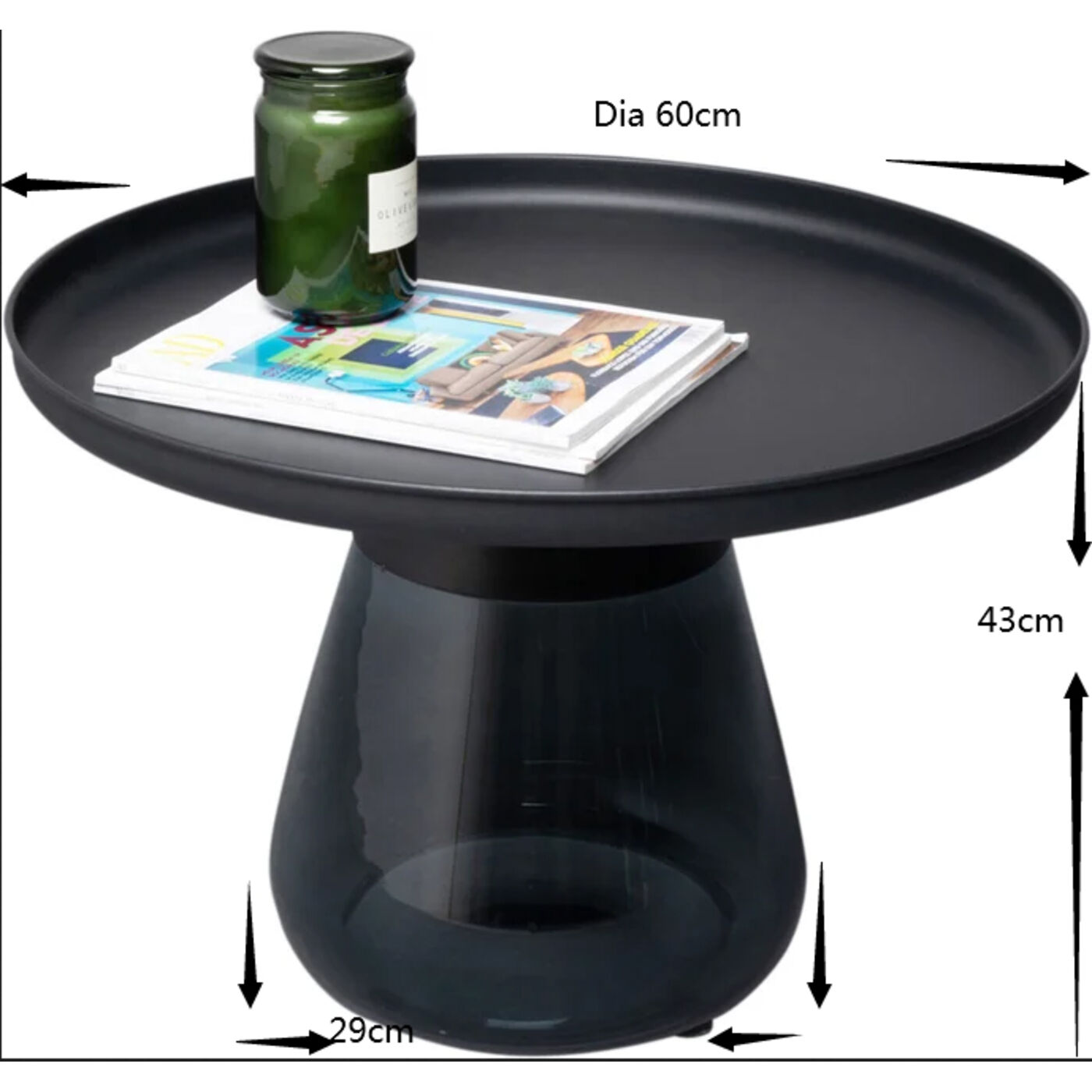 Стол приставной Bottiglia Smoke Ø 60 см KARE 87470