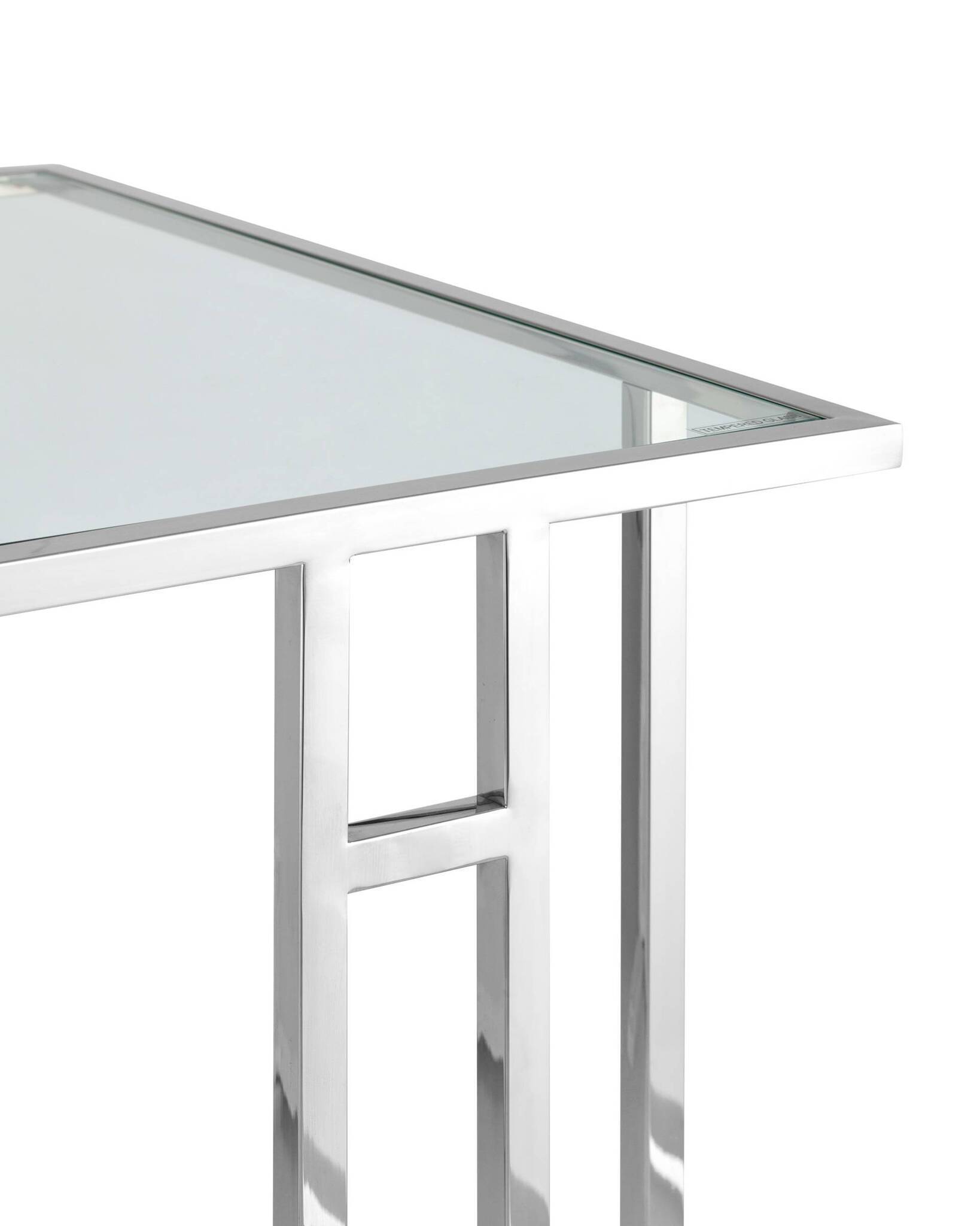 Журнальный столик 50*32 БОСТОН прозрачное стекло сталь серебро Stool Group