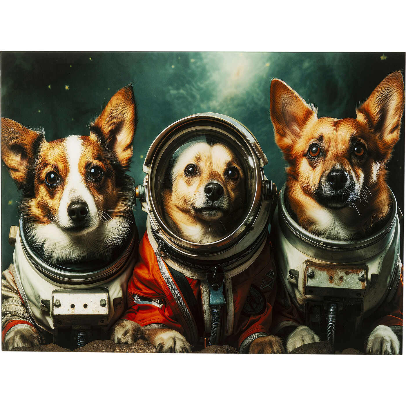 Картина стеклянная Astronauts Dogs 80x60 см KARE 56276
