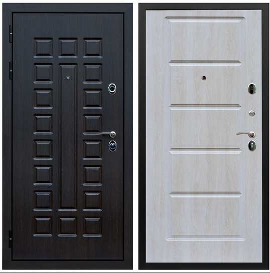 Дверь входная Graf Люксор 3К Шагрень черная / МДФ 16 мм ФЛ-39 Дуб Филадельфия крем