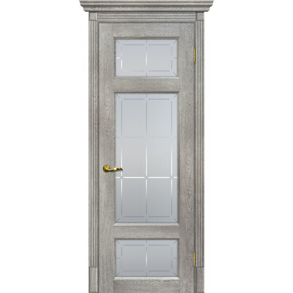 Межкомнатная дверь Graf Тоскана-3 Сатинат, контурный полимер б-цв. рис. Решетка Чиаро гриджио (2000 х 600)