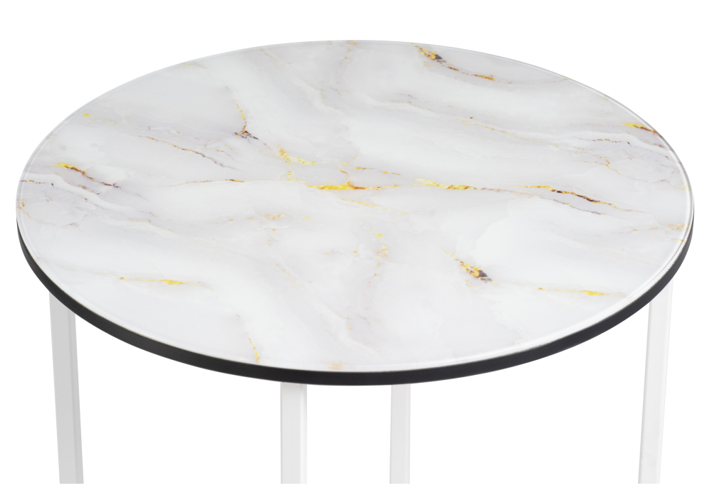 Журнальный стол Woodville Манеттия стекло мрамор золото / белый 507422