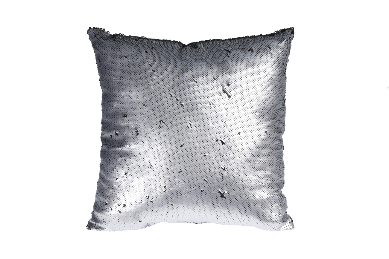 Подушка с пайетками серебристая/черная Garda Decor ASH507010