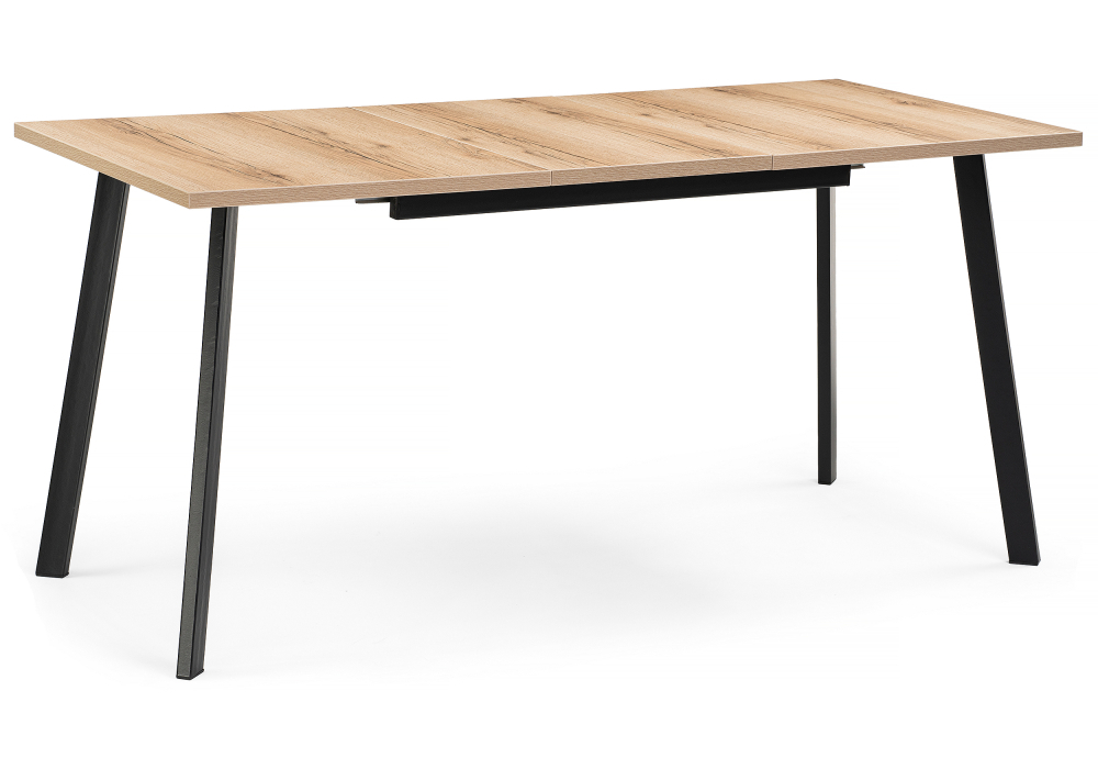 Стол деревянный Woodville Колон Лофт 120(160)х75х75 25 мм дуб делано светлый / матовый черный 489607