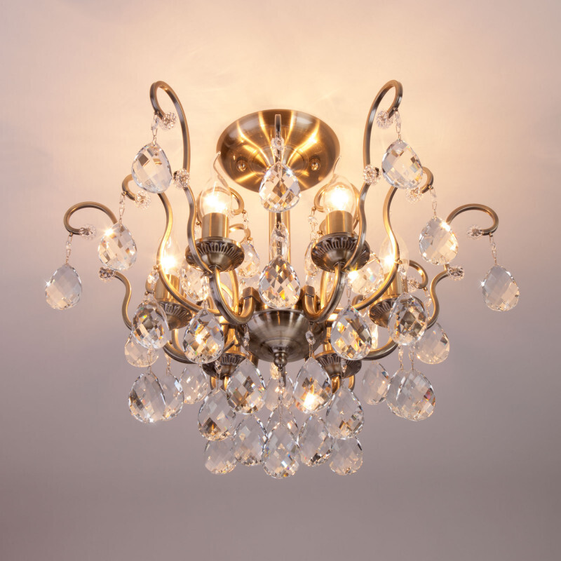 Люстра на штанге Eurosvet 10022/6 античная бронза/прозрачный хрусталь Strotskis