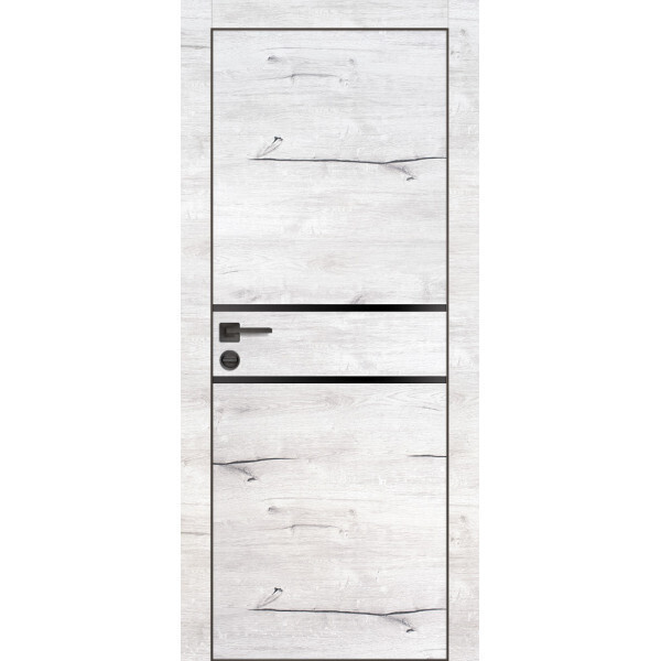 Межкомнатная дверь Graf PX-18 черная кромка с 4-х ст. Черный мателак Дуб арктик (2000 х 600)