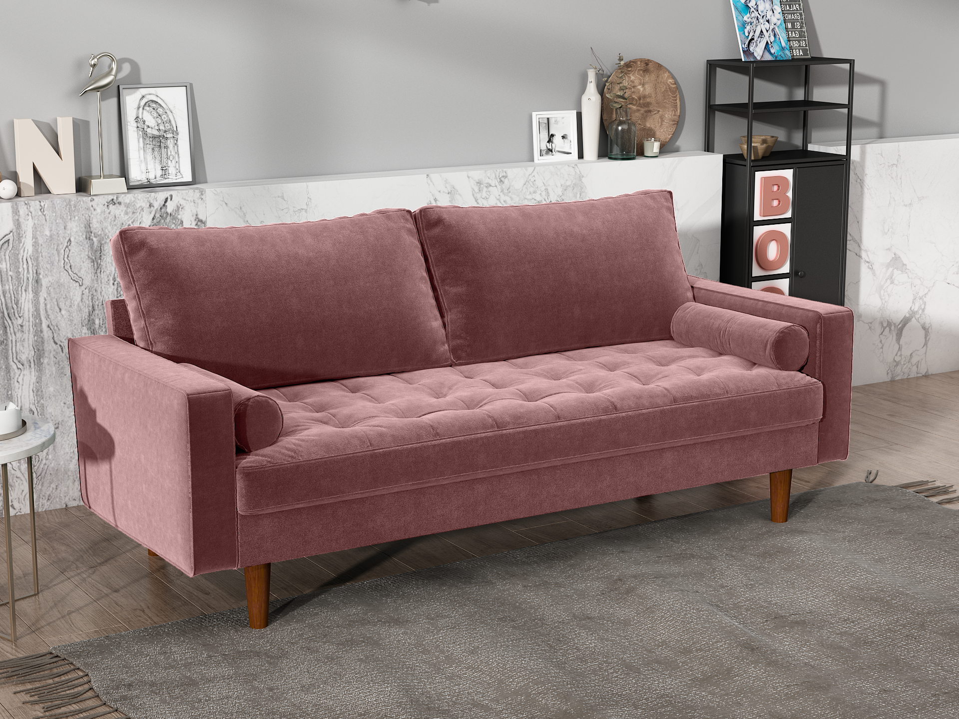 Диван Scott трехместный пыльно-розовый Bradex Home FR 0477