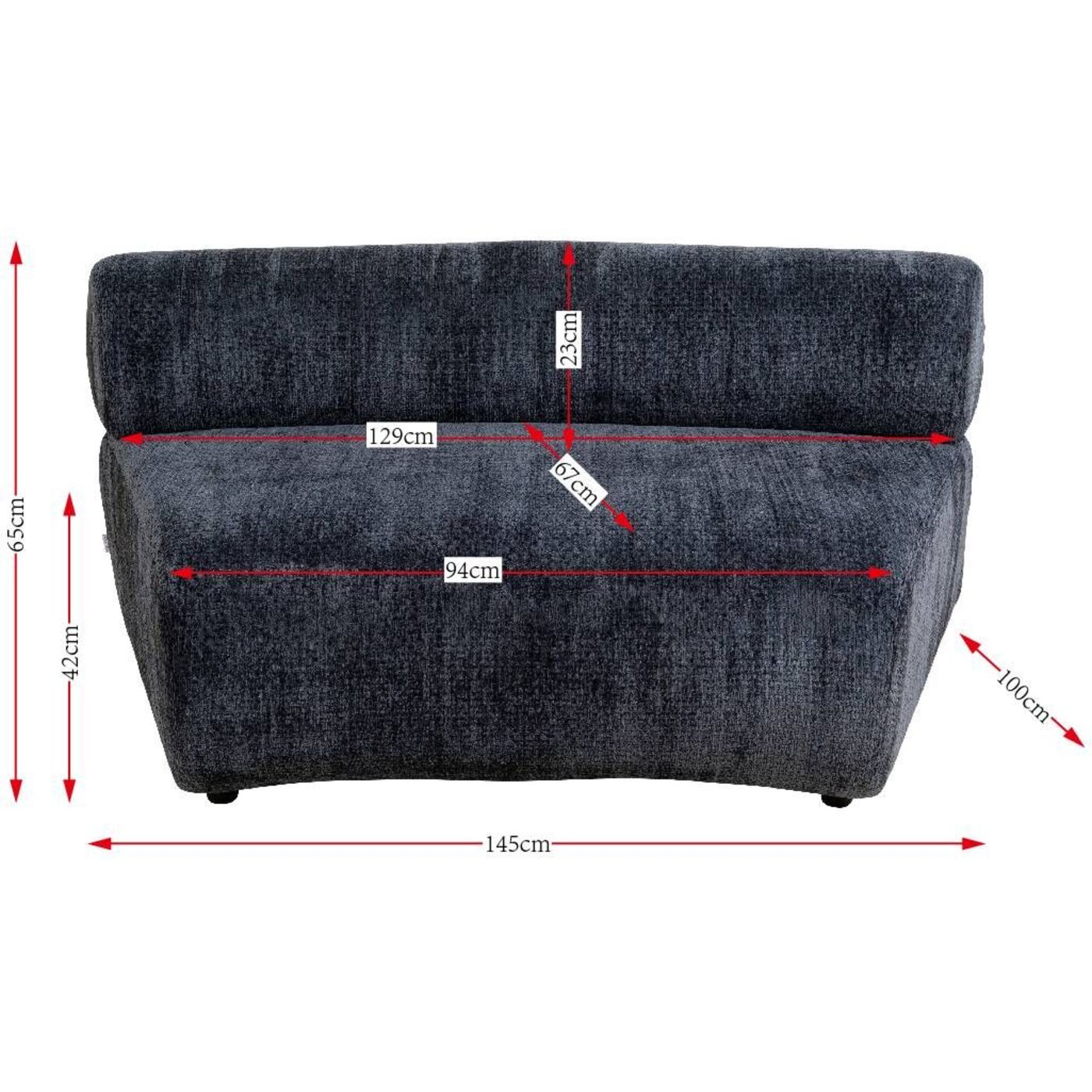 Элемент дивана Ciao Grey 145 см KARE 87497