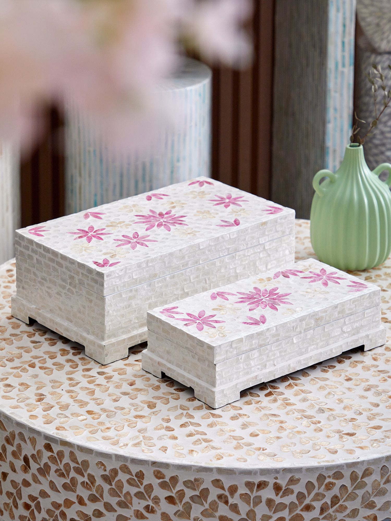 Шкатулки с отделкой раковинами устриц, набор Glasar 67-003-W