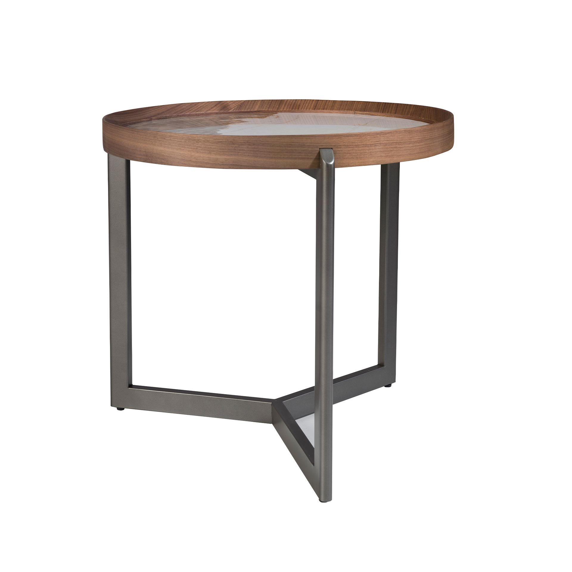 Круглый журнальный столик 2130/437-B из ореха и керамики Angel Cerda