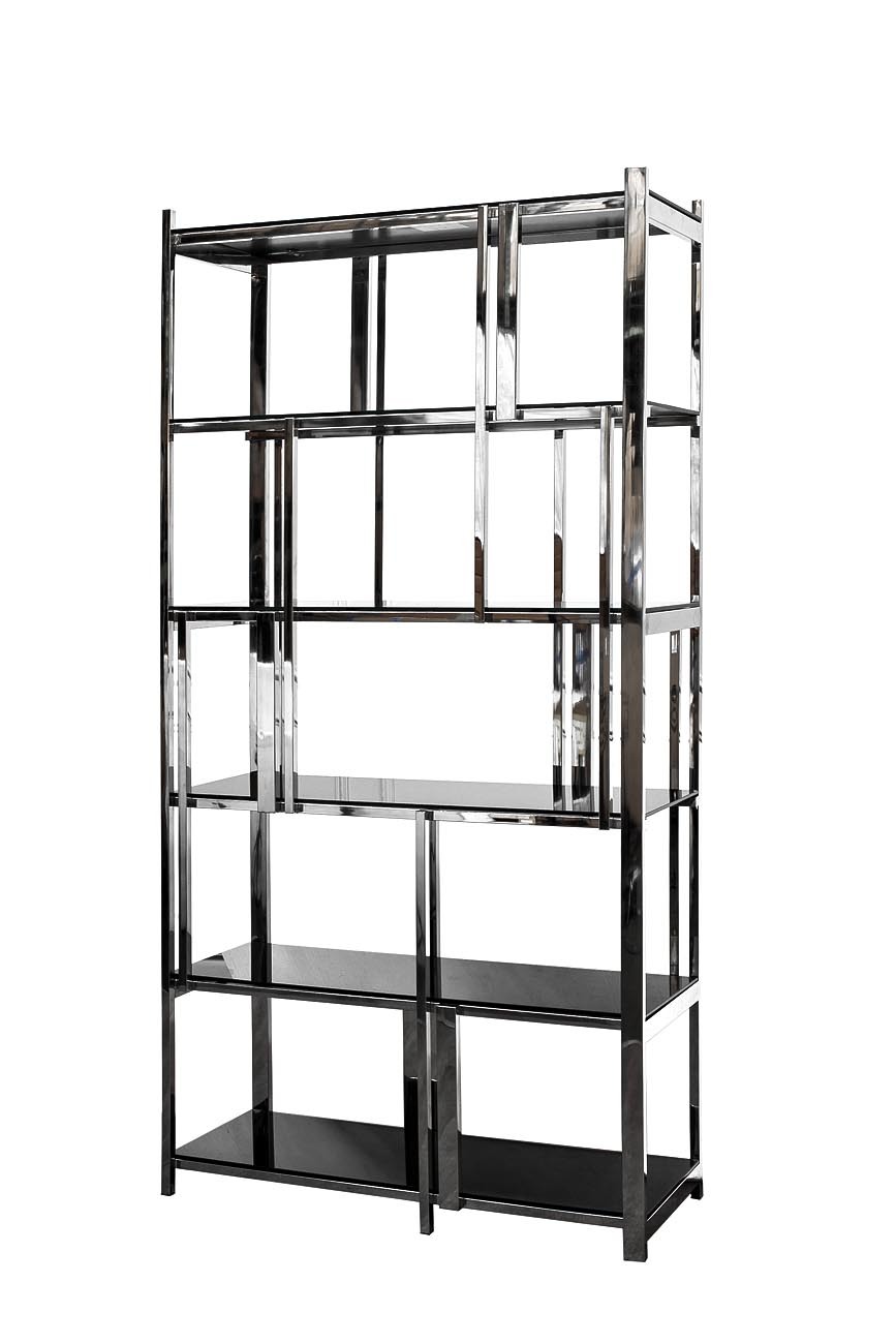 Стеллаж с черным стеклом Garda Decor 13RXSH3052-SILVER