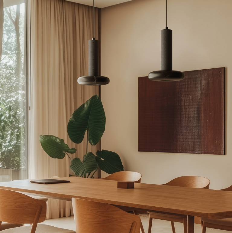 Подвесной светильник Hulo черный металл/черный мрамор Aromas del Campo