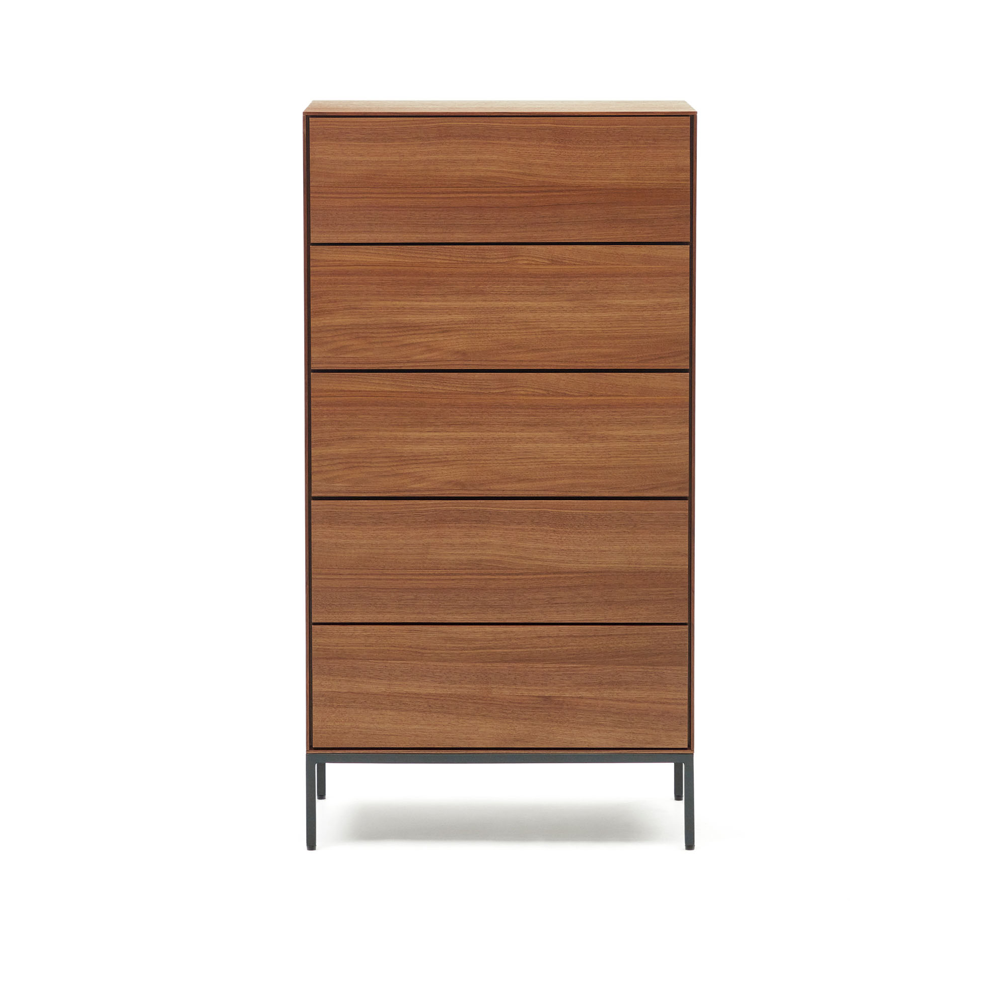 Vedrana Комод с 5 ящиками из орехового шпона со стальными ножками 60 x 114 см La Forma (ex Julia Grup)