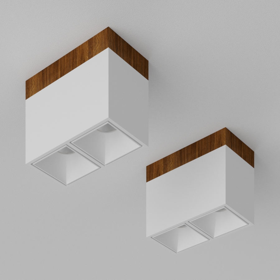 Накладной светодиодный светильник Ledron KUBING 2 Wooden 130 White