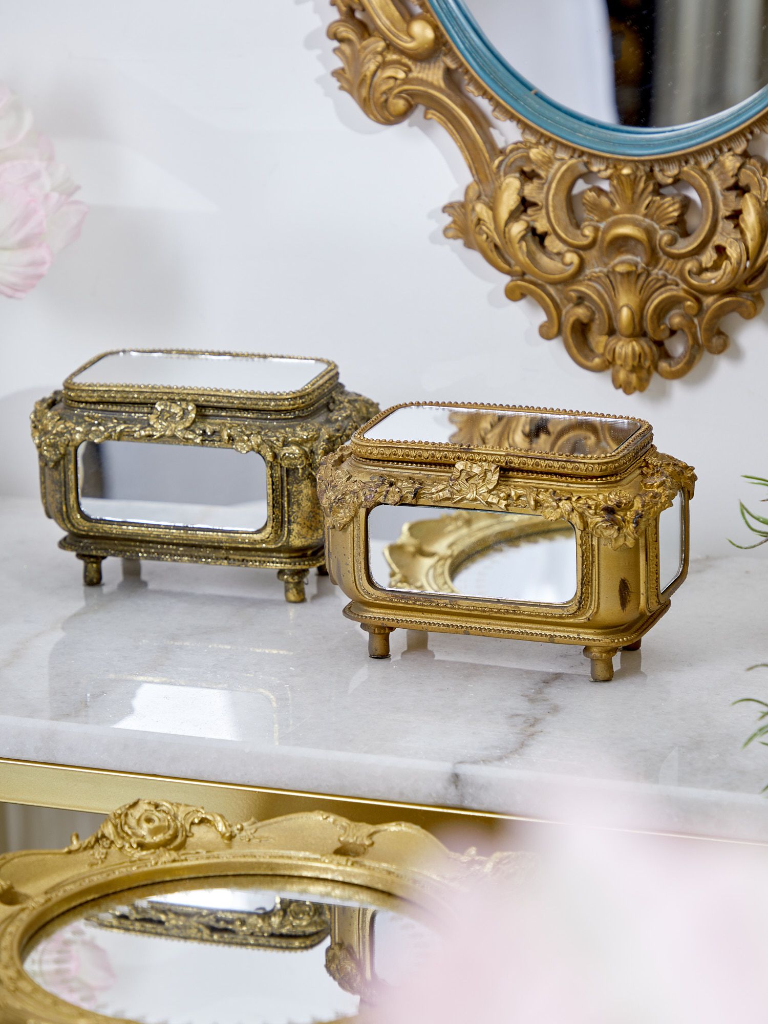 Шкатулка с зеркальными панелями, под старину Glasar 28-659