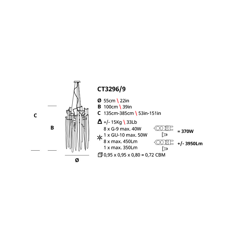 Люстра Serip CT3296/9-FO/10+29