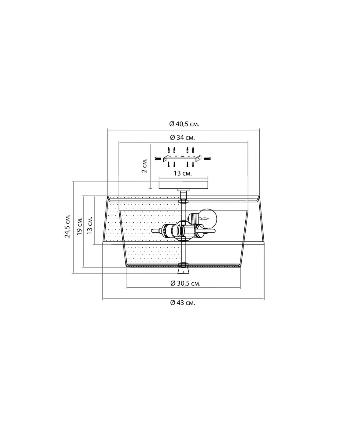 Серый потолочный светильник Вирджил Louvre Home P7553PA