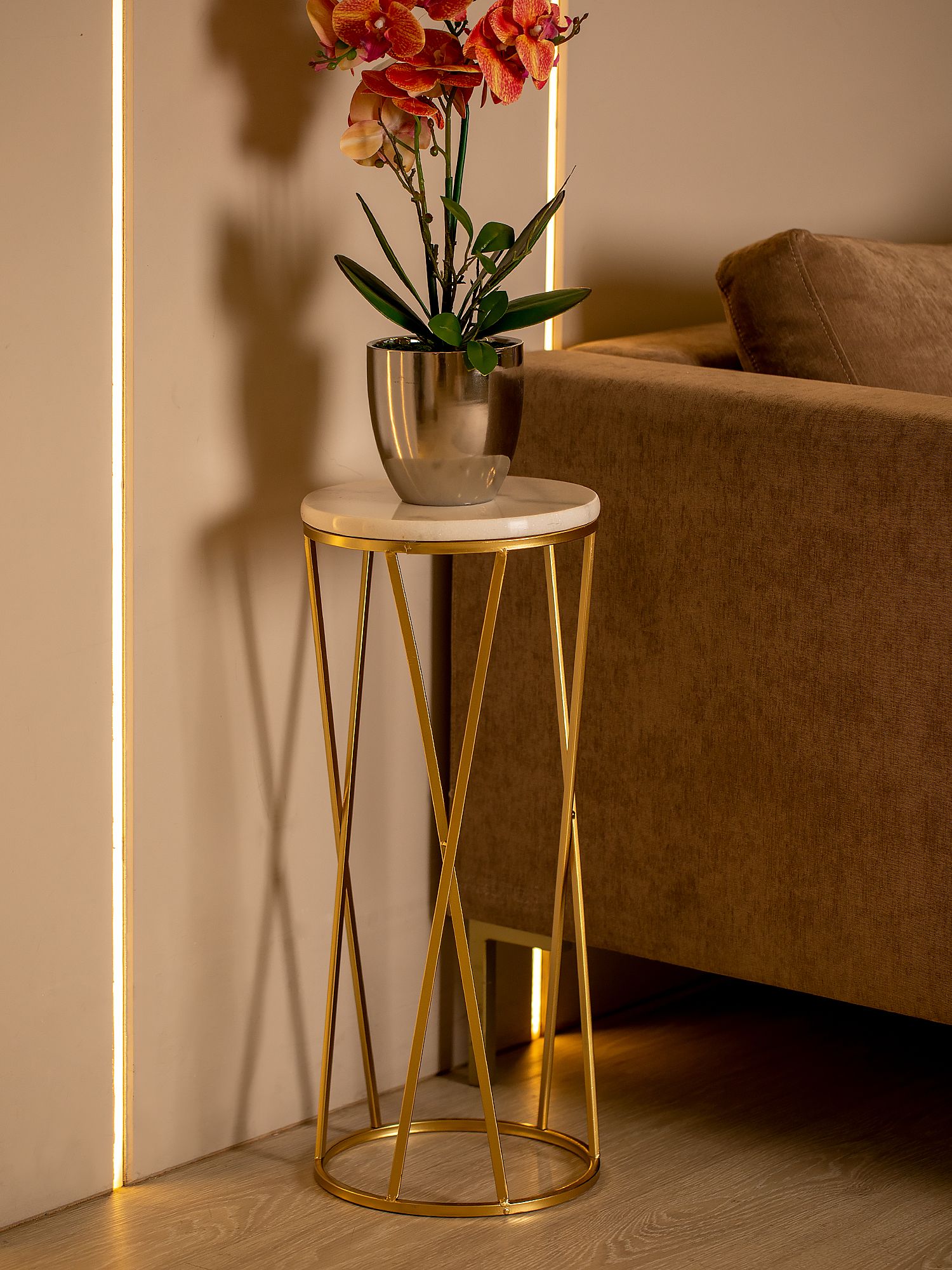 Столик приставной с белым мрамором Glasar 54-015