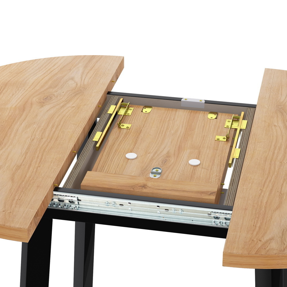 Стол Next круглый раскладной 90-120x90x76,5см, Дуб Навара, чёрный Bradex Home RF 0251